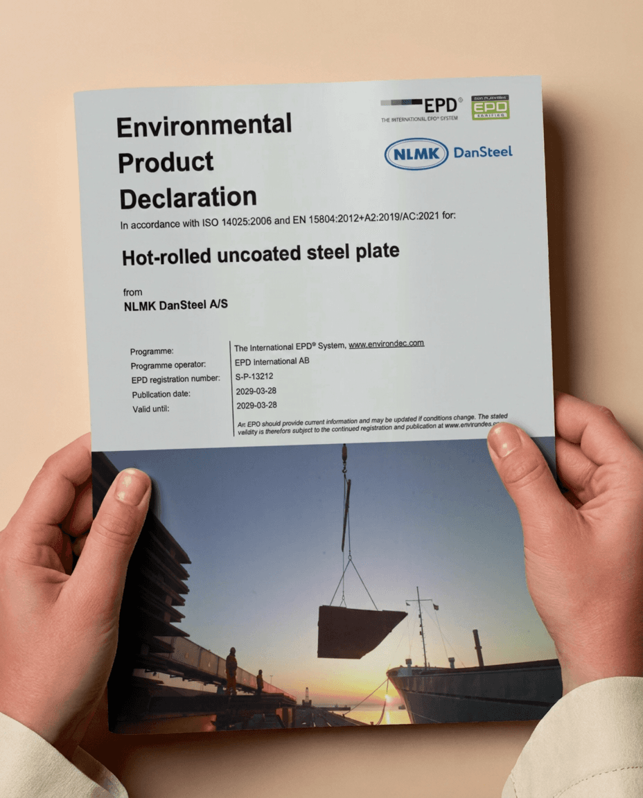 Hands holding the NLMK DanSteel Environmental Product Declaration